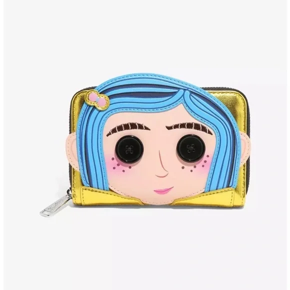 Loungefly Coraline Cosplay Coraline Doll Metallic Wallet & Button Key Keychain - Picture 7 of 10